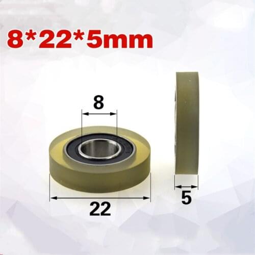 [PU0822-5] 8*22*5mm polyurethane PU cash-counting machine rubber roller wheels 688RS PU rubber bearing pulley