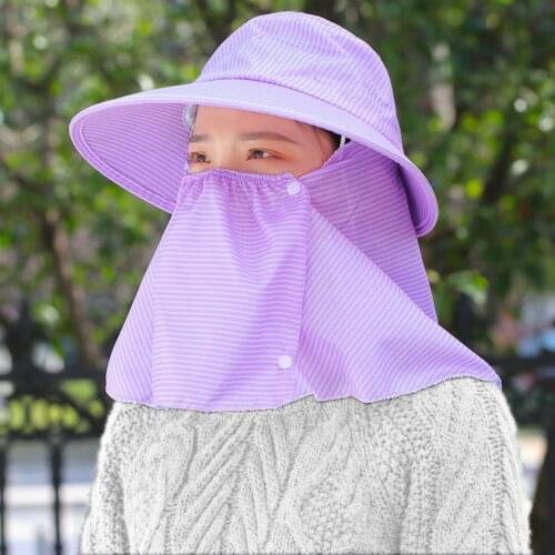 Fashion Women Summer Outdoor Driving Sun Hat Anti-UV Beach Foldable Sunscreen Floral Print Caps Neck Face Wide Brim Hat