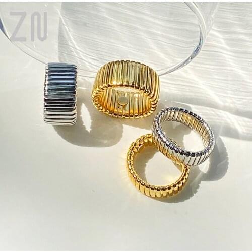 ZN 2021 New Daily Fashion Finger Knuckle Rings For Party Jewelry Geometric Chunky 18K Gold Plated Rings For Women