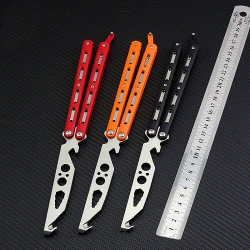 3 Colors Trainer Butterfly Knife Outdoor Hunting Pocket Knife EDC Multi Tools Bottle Opener Screw Driver Rope Cutter