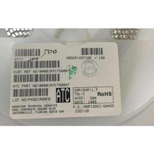 800B1R7CT500XT Chip high frequency capacitor ATC 3225 1210 1.7PF 500V