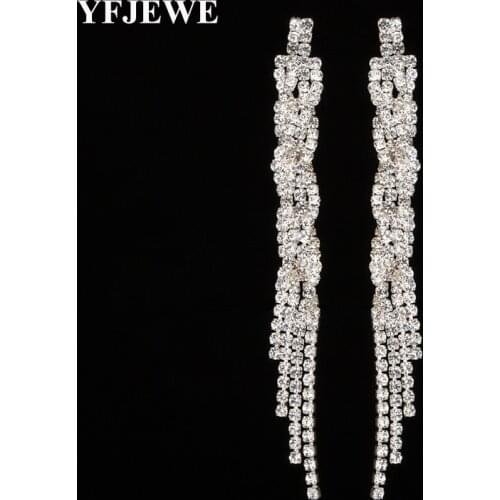 YFJEWE New Design Full Crystal Tassel Elegant Party Long Drop Earrings Jewelry Female Classic Accessories Dangle Earrings E470