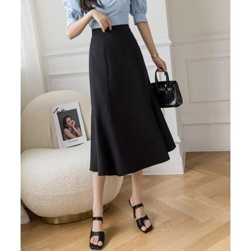 2021Summer Mermaid skirt Korean-style A-line skirt High-waist Womens Elegant New Skirts