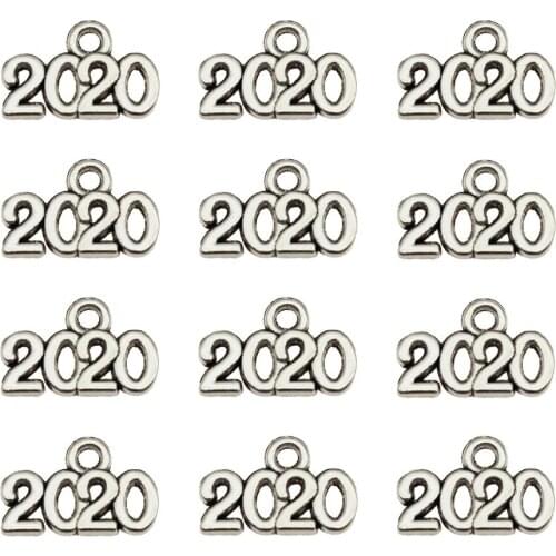 100pcs Antique Silver 2020 2019 Charms 13*9mm Tibetan Silver Plated Pendants Antique Jewelry Making DIY Handmade Craft