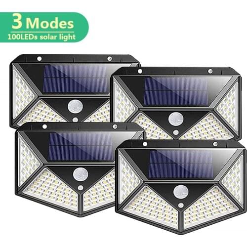 100 LED Solar Light Outdoor Solar Lamp Powered Sunlight Waterproof PIR Motion Sensor Light for Garden Decoration 3 Modes