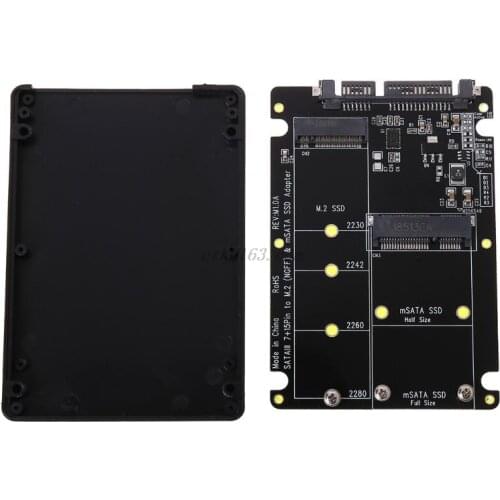 2 In 1 NGFF M.2 B+M Key Mini PCI-E or mSATA SSD to SATA III Adapter Card for Full Msata SSD/ 2230/2242/2260/22x80 M2