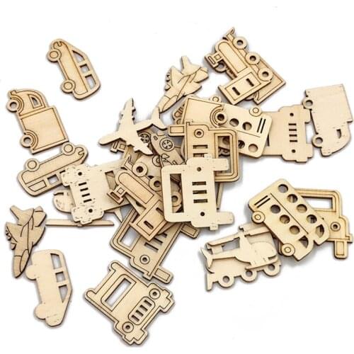 30pcs Bus Shaped Wooden Cutouts Transportation Vehicle Cutouts Unfinished Wood DIY Craft Embellishments Gift Ornaments Decor