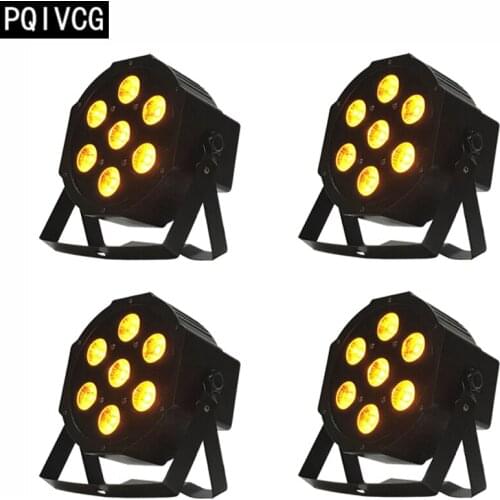 4pcs/7x12w 6in1 led Par light RGBWA+UV 6in1 flat par led dmx512 disco lights professional stage dj equipment