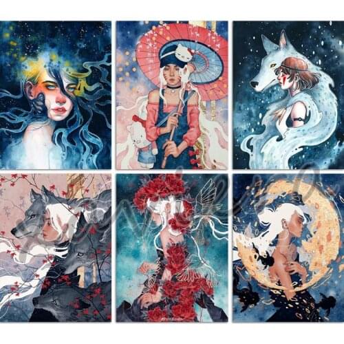 Xaviera 5D Diy Diamond Painting Abstract Girl Rhinestone Cross Stitch Full Square Drill Picture of Rhinestones Mosaic Embroidery