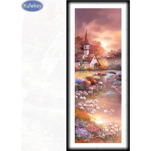 5D DIY Diamond Painting sunset village,lake,diamond Embroidery Cross Stitch Rhinestone diamond Mosaic puzzle Painting Home Decor