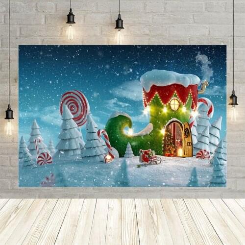 Avezano Christmas Tree Candy Boots Snowflakes Birthday Party Baby Decoration Backdrop Photo Background Custom Photography Studio