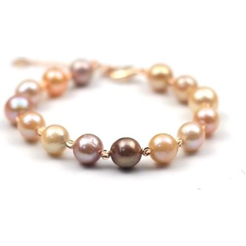 MADALENA SARARA 9-10mm AAA Broque round Freshwater Pearl Natural Mixed Color Edison Pearl Bead bracelet