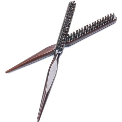 Pure Boar Bristle Hair Dress Comb Fluffy Wood Handle Hair Brush Anti Loss Wooden Barber Hair Comb Scalp Hairdresser Styling Tool