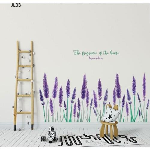 Purple lavender Wall Sticker Living room background home decoration Art Decals romantic Flower stickers Kick line Mural