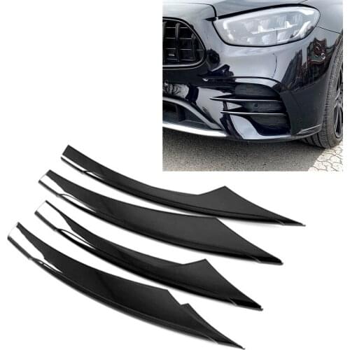 For Mercedes Benz E Class W213 E260 E300 E53 2021 Glossy Black Car Exterior Front Bumper Fog Lamp Frame Intake Grille Grill Trim