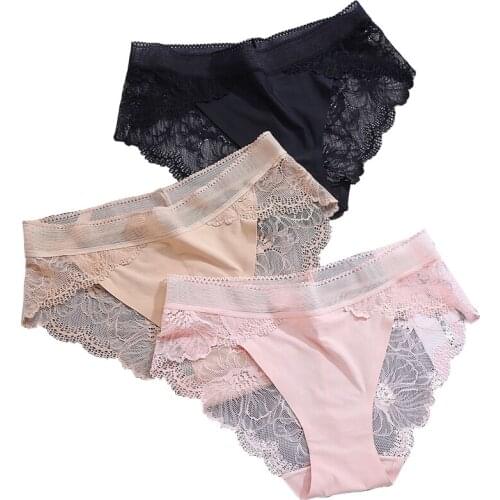 Hot Sale Cute Lace Sexy Underwear For Women Girl Reusable Washable Ice Silk Super Soft Comfortable Womans Panties Semaless Sex