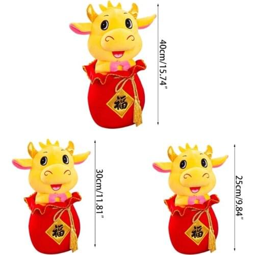 Chinese New Year Red Bull Decoration 2021 Year of The Ox Festival Decoration F3ME
