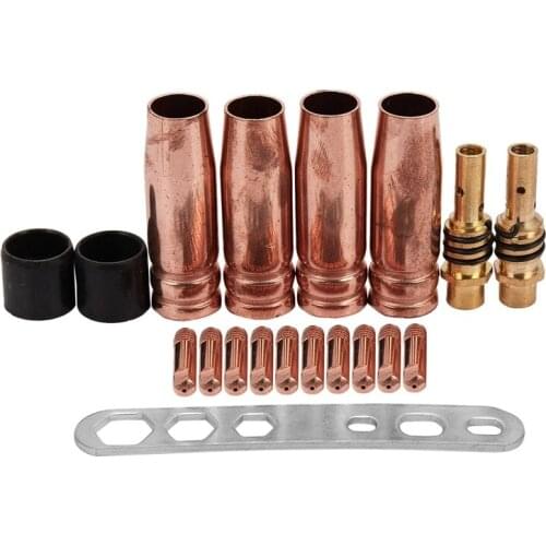 19Pcs Welding Torch Nozzle Part Kit Conical Nozzle Sleeve Rod Tool Set for Binzel 15Ak Welder Accessories