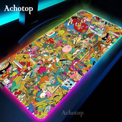 Adventure Time RGB Mouse Pad Gaming Mouse Pad PC Gamer Computer Large Mousepad Backlit XXL Mouse Pads LED Anime Mause Desk Mat