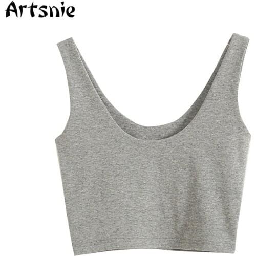 Artsnie Gray Casual Tank Tops Women Summer 2021 Knitted Biker Crop Tops Streetwear Running Bicycle Cropped Tank Tops Mujer