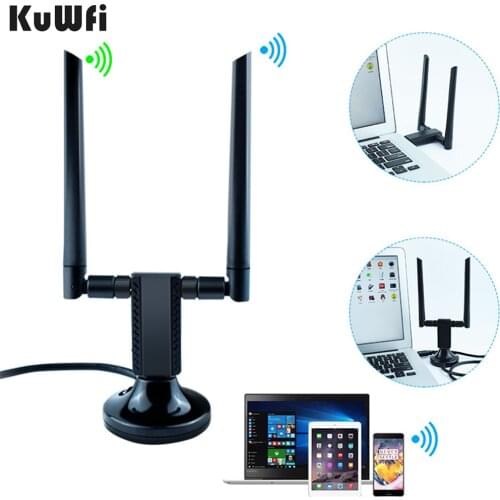 KuWFi USB3.0 Wifi Adapter 1900mbps Dual Band 2.4G/5Ghz Wifi Antenna 2*5dBi Wireless USB Network Card Receiver for PC/Laptop