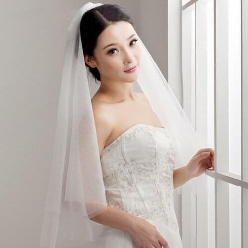 Fashion 2 Layer Elbow Wedding Veil With Comb Wedding Bridal Accessory Photo Prop