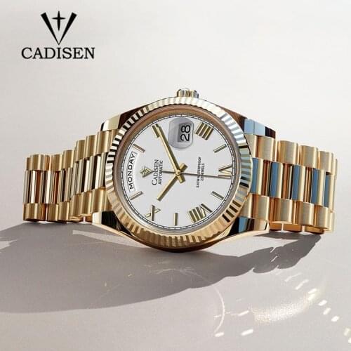 2021 New CADISEN Top Luxury Brand Mens Automatic Watches Stainless Steel 100M Waterproof Men Mechanical Watch Relogio Masculino