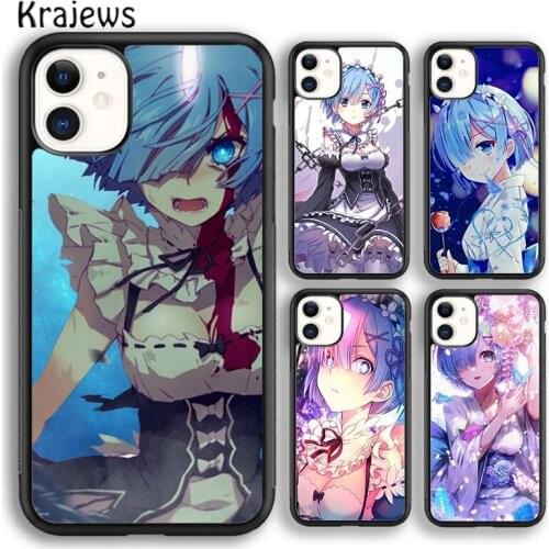 Krajews Anime Re Zero Rem Soft Phone Case Cover For iPhone 5 SE 6s 7 8 plus X XR XS 11 12 pro max Samsung Galaxy S8 S9 S10