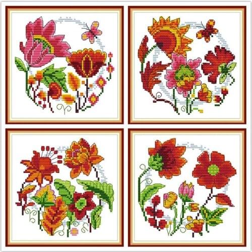 Everlasting Love Circular Flower Chinese Cross Stitch Kits Ecological Cotton Clear Stamped 14 DIY Christmas Decoration For Home