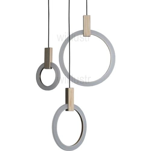 NEW PMMA LED pendant light minimalist hanging lighting dinning room restaurant hotel staircase round ring wood suspension lamp