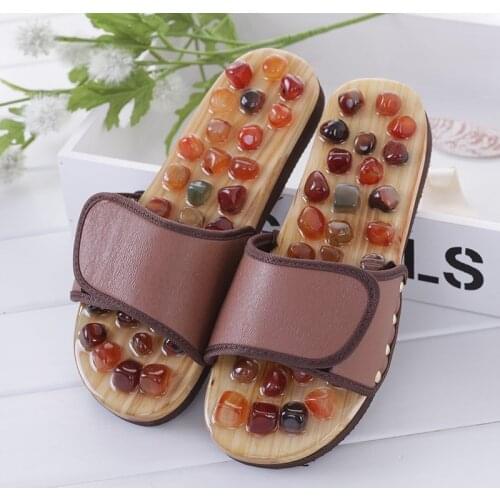 Lovers Cobblestone Reflexology Massage Acupuncture Massager Pebble Stone Health Care Shoes Summer Sandals Slippers Women Man