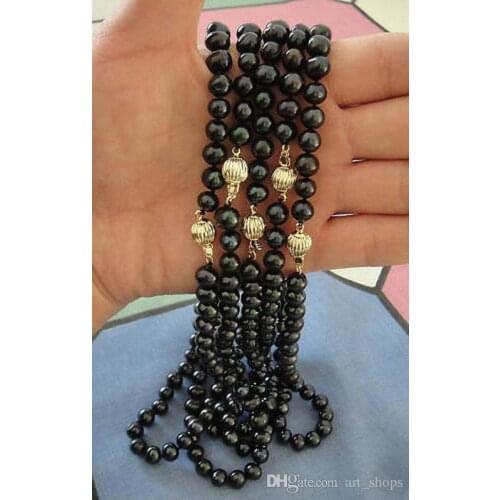 New 5pcs 8-9mm Natural Black Akoya Cultured Pearl Jewelry Necklace 18"