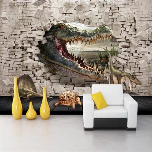 Custom 3D wallpaper 8D mural crocodile dinosaur turtle 3D stereo painting background wall waterproof canvas