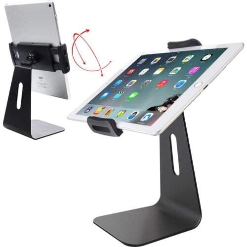 Adjustable Metal Tablet Stand 360 Degrees Rotatable Aluminum Holder Compatible with ipad for Desktop,Kitchen,Table,Office Black