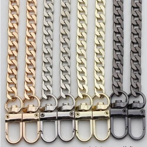 Bag Strap Accessories Flat Chain Replacement Womens Bag Metal Shoulder Belt Cross Body Handbags Chain Strap120cm/100cm
