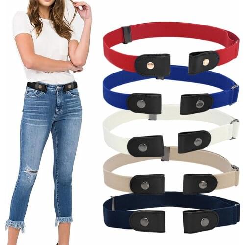 Buckle-free Belt Traceless Unisex Waist Belt Dress Ladies Slim Sports Jeans Womens Punk Elastic Invisible No Buckle Belt