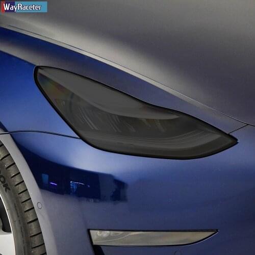 2 Pcs Self Healing Car Headlight Protective Film Transparent Black TPU Sticker For Tesla Model 3 Model X Model S Accessories