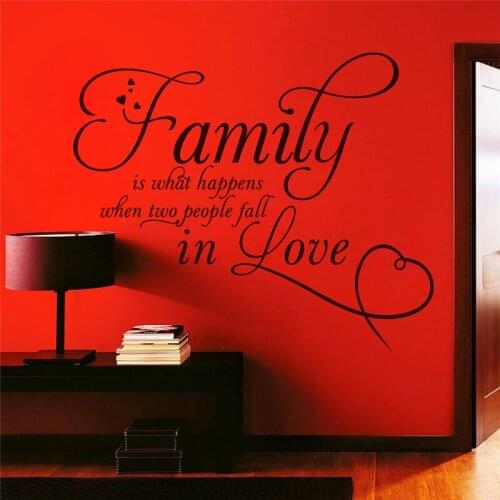 Family is what happens when two people fall in love quotes wall stickers for living room home decor removable decals vinyl art