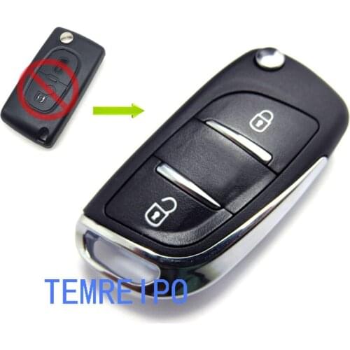 2 Buttons Modified Flip Folding Remote Key Shell Case For Peugeot 207 307 308 407 807