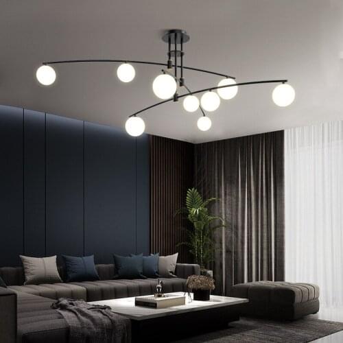 Modern Minimalist Glass Ball LED Chandelier Nordic Living Room Lighting Fixture Home Restaurant Lights Dining Room Hanging Lamp