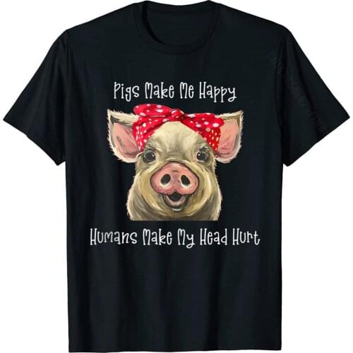Pigs Make Me Happy, Pig Bandana, Pig Lover Gift Basic Top Cotton Tops Tees Normal Funny Unique T Shirts