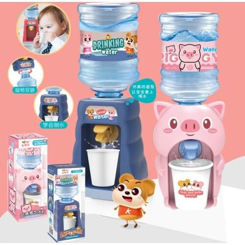 Creative Kid Water Dispenser Mini Juice Milk Soda Dispenser Drinking Fountain Simulation Cartoon Pig Student Playset Accessories