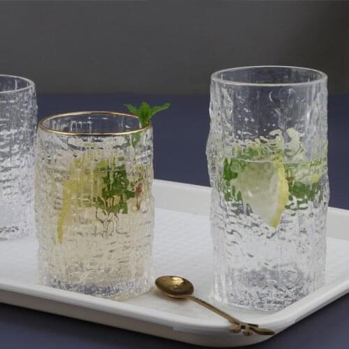 Vintage Glass Cup Cold Drink Tea Beer Whiskey Espresso Coffee Milk Sunflower Engraved Gilded Mug Drinkwar