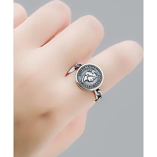 Boho Vintage Silver Color Queen Rings For Women Wedding Band Men Finger Rings Female Bohemian Jewelry Gifts