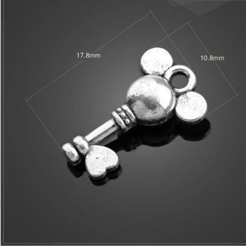 High quality 20 PCS/Lot 10.8mm*17.8mm alloy silver plated christmas charm love key heart charms