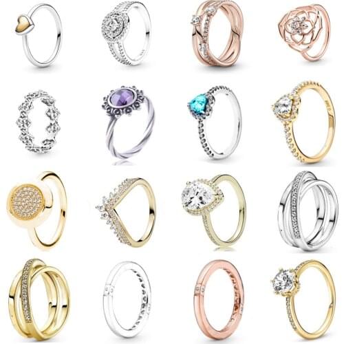 NEW 2021 100% 925 Sterling Silver Love Crown Ring Women Fit DIY Original Bracelet Fshion Jewelry Gift