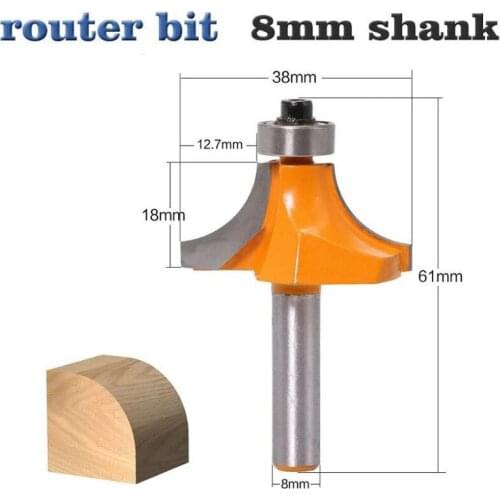 1pcs 8mm Shank Round Over Edging Router Bit Radius Trimmer Cleaning Fush Wood Router Bit Straight Trim Corner Cove Box Bits Tool