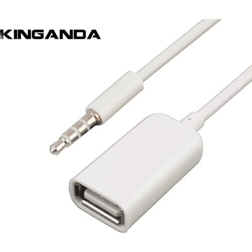 For Car MP3 MP4 CD 3.5mm Jack Male to USB 2.0 Female Adapter Cable 3.5 mm AUX Audio Plug to USB2.0 Converter Charge Cord 1pcs