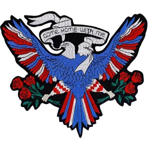 10pieces Fashion Double Eagles Rose Embroidery Applique Patches Iron on Back Jacket Jeans Badge Apparel DIY Craft TH1382