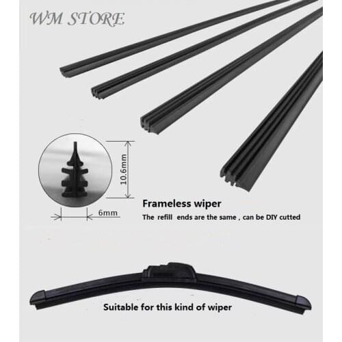 2pcs/lot Universal Wiper refill Auto Vehicle insert soft rubber strip refill for frameless wiper blades 6mm 26'' 24